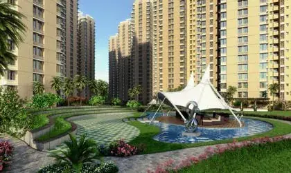 Landscaped garden and tensile pavilion at Alcove New Kolkata