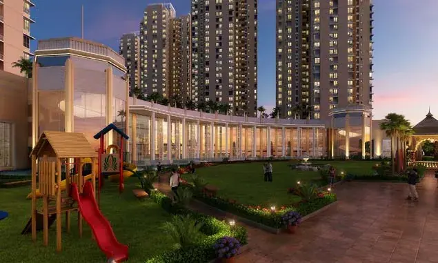 Kids play area and clubhouse at dusk, Alcove New Kolkata Serampore
