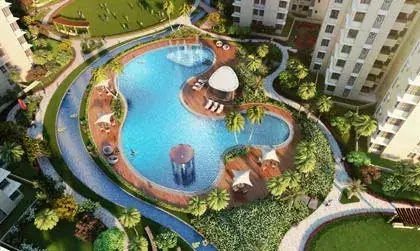 Aerial view of the lagoon swimming pool at Alcove New Kolkata