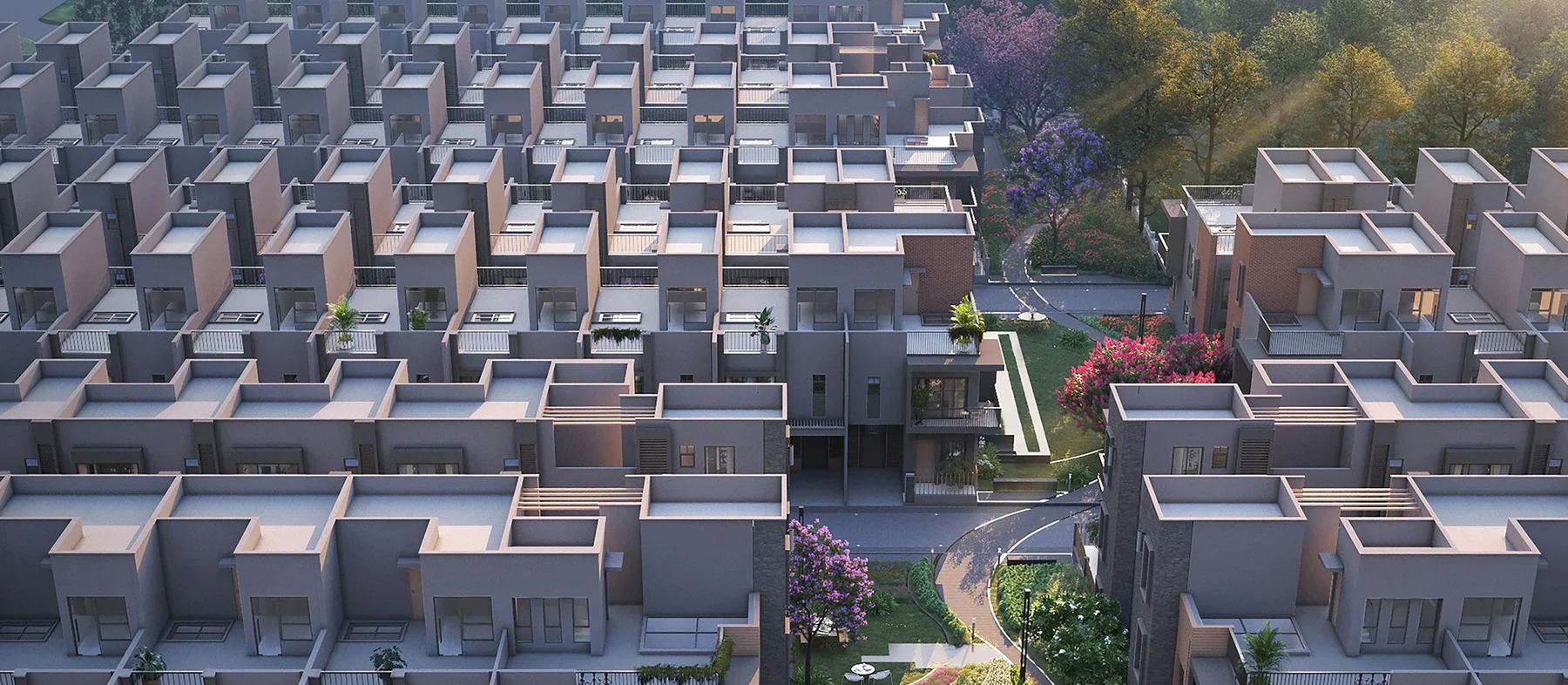 Aerial view of the DTC Embassy Villa enclave, Rajarhat