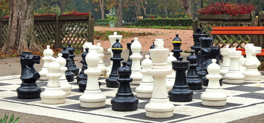 Life-size outdoor chess court at Emami Aastha, Joka