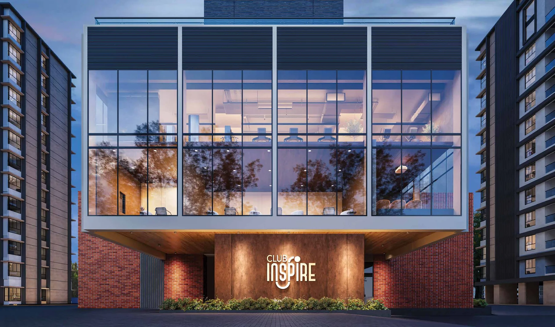 Club Inspire clubhouse facade at Inspire Rajarhat