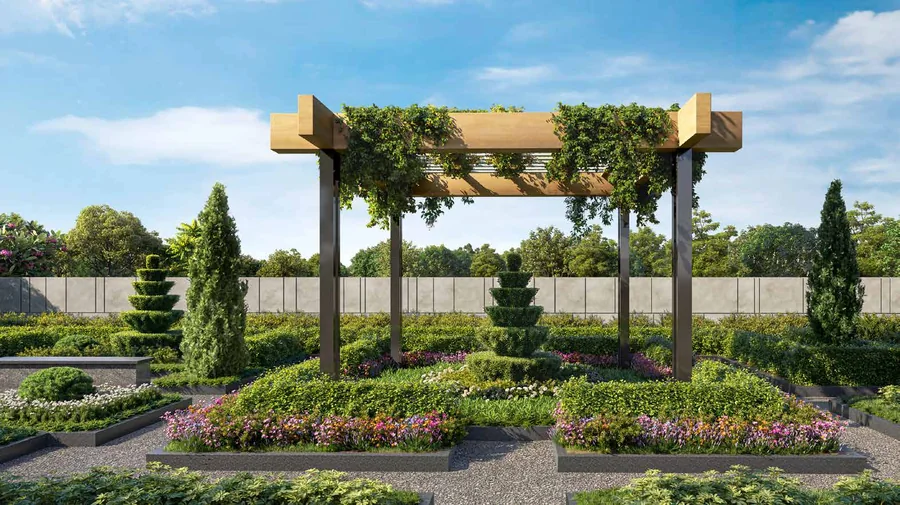 Pergola garden in the green belt at Inspire Rajarhat