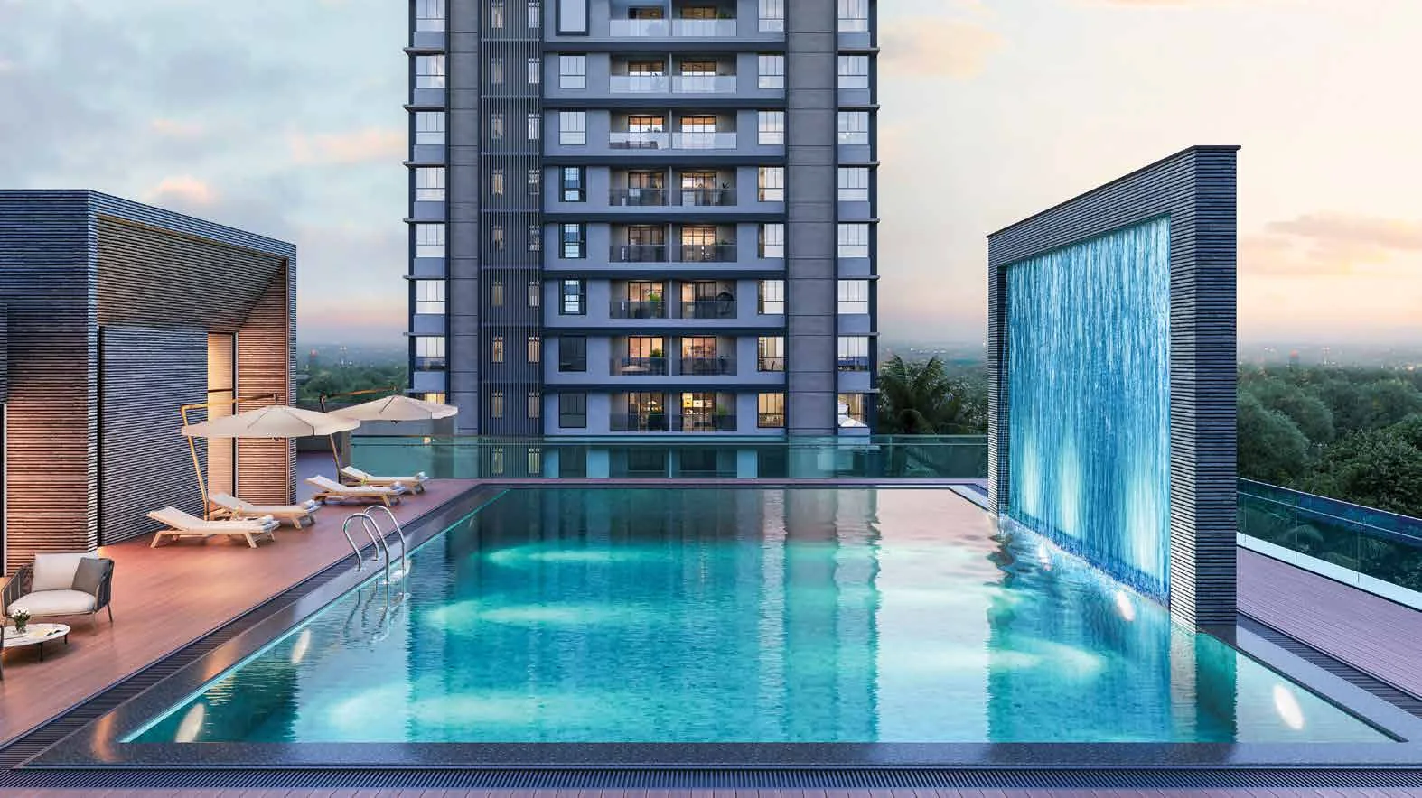 Rooftop swimming pool at Club Inspire, Rajarhat