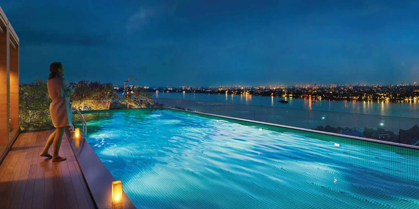 Rooftop infinity pool at Bhawani Porshi Nagar, Konnagar