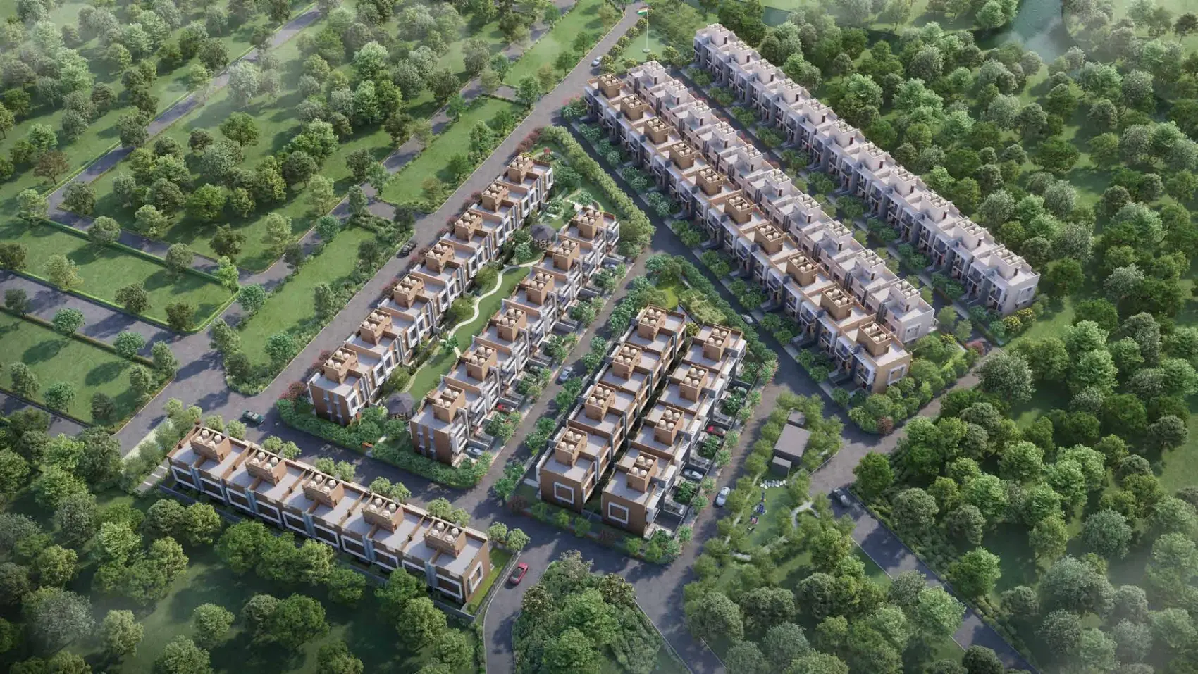 Aerial view of the SP One Estate row house enclave, Joyville Howrah