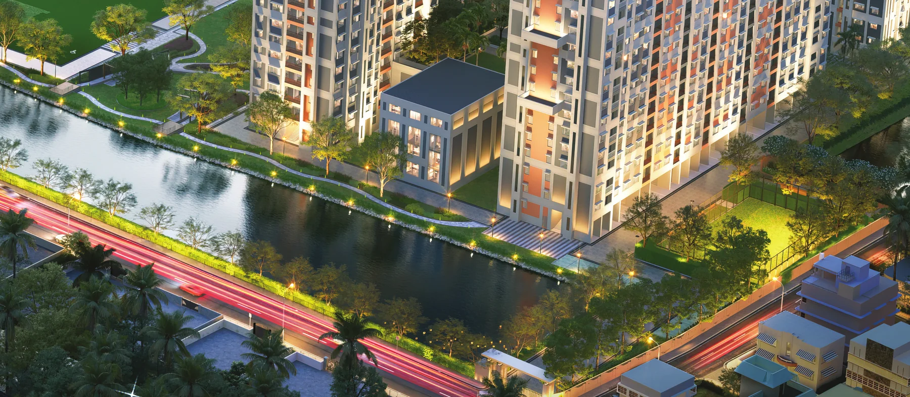 Aerial view of the Urban Lakes township at Konnagar