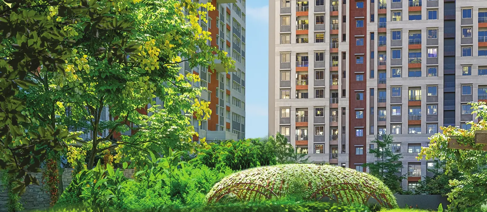 Forest island and lake front garden at Urban Lakes, Konnagar