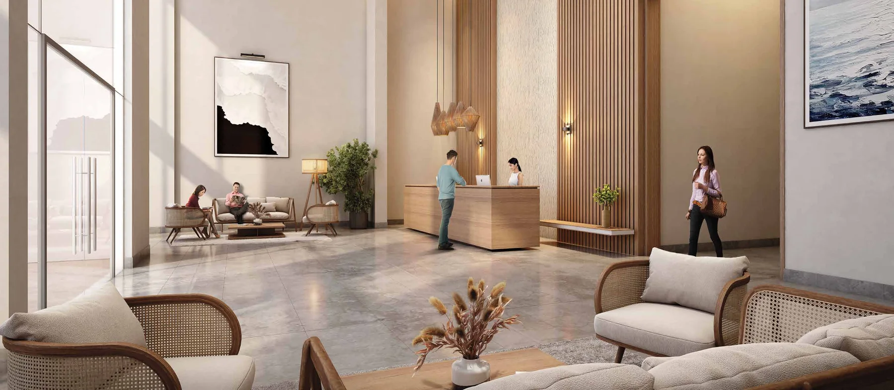Double-height entrance lobby at Vinayak Amara, New Town