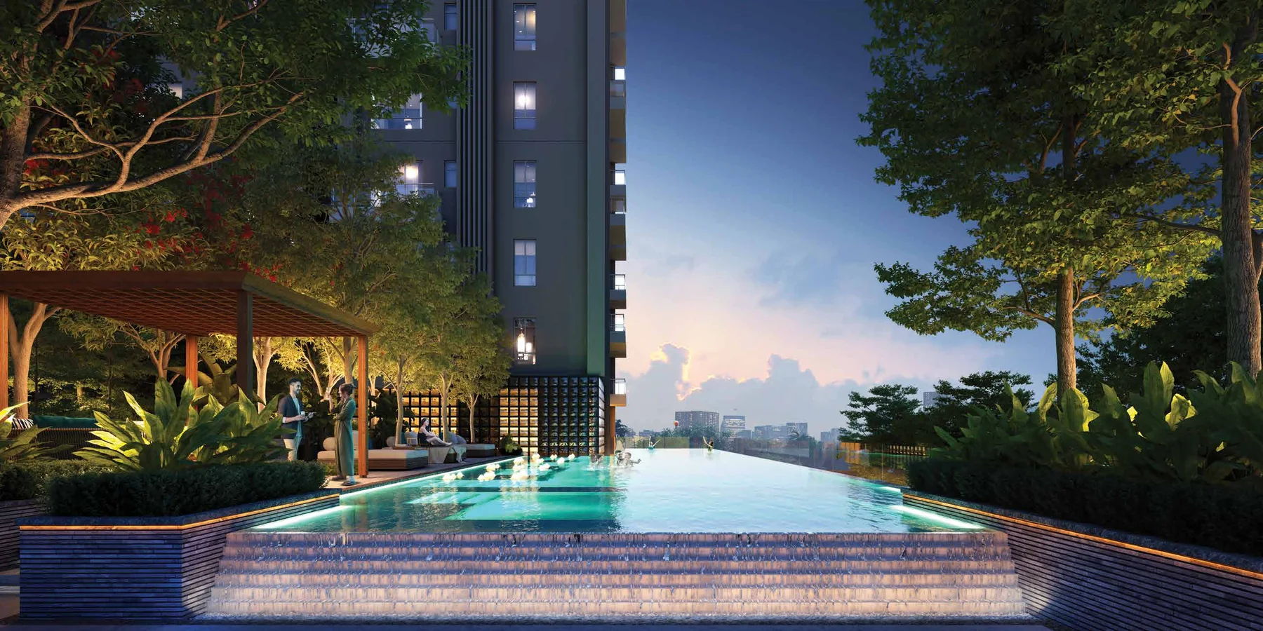 Lap pool on the podium at Vinayak Amara, New Town