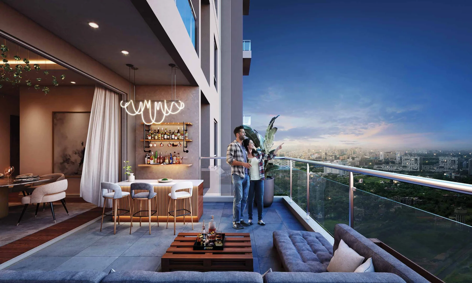 Double-height sky garden at Vinayak Amara, New Town