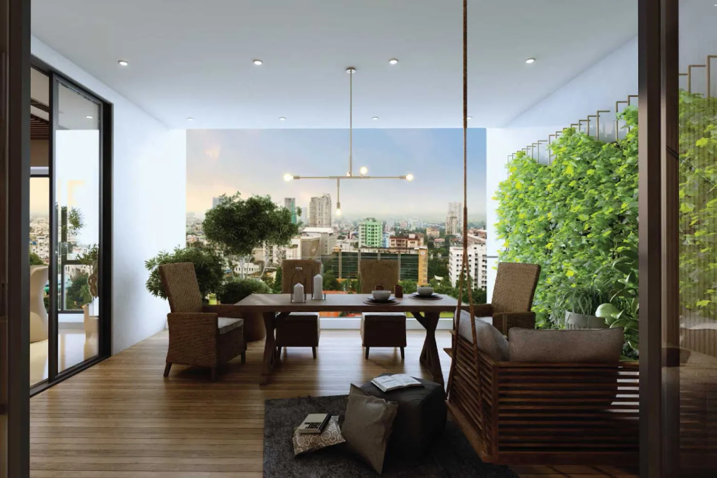 Private deck of an Antares residence overlooking South Club