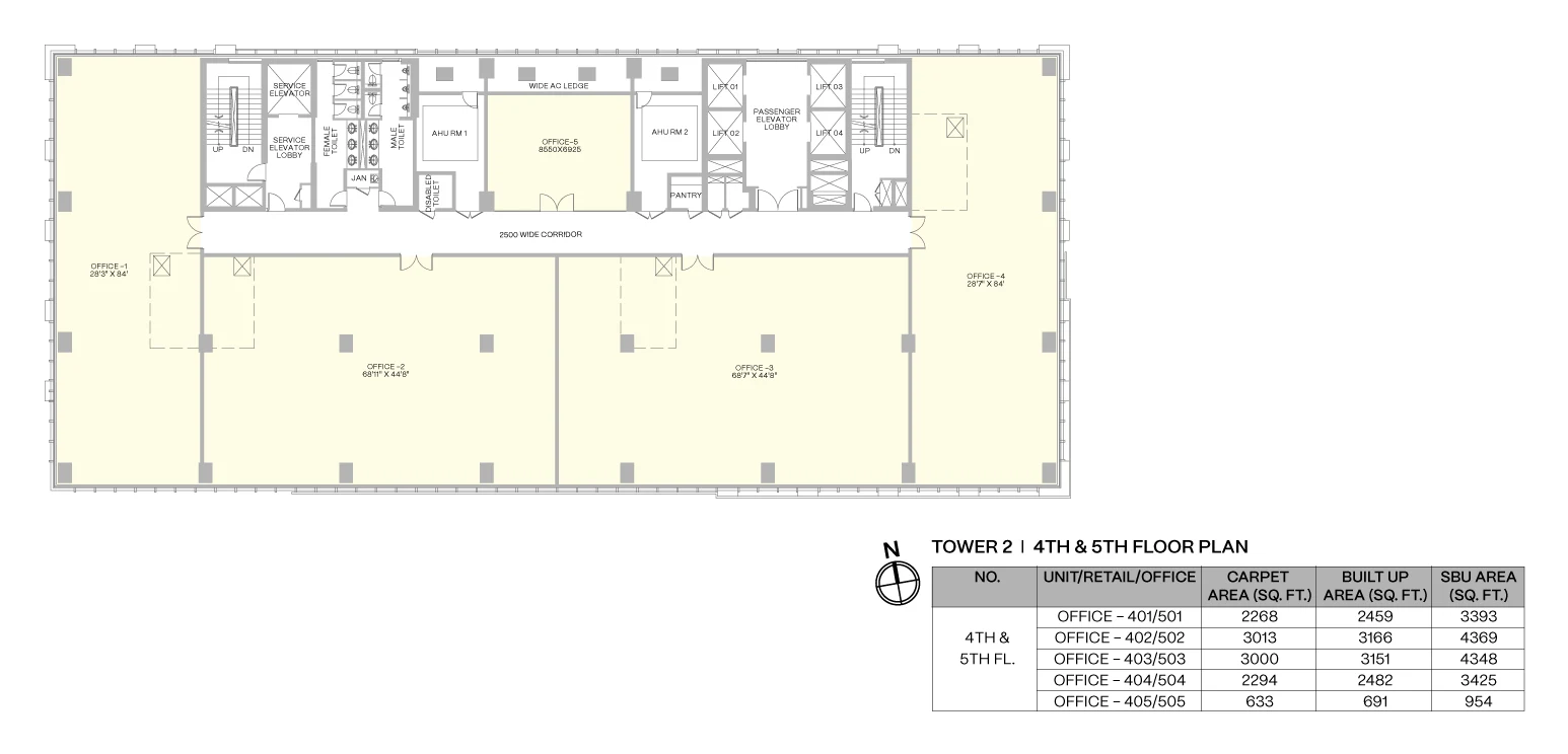 Harbour One by PS Group, Sector V: 4th and 5th floor plan