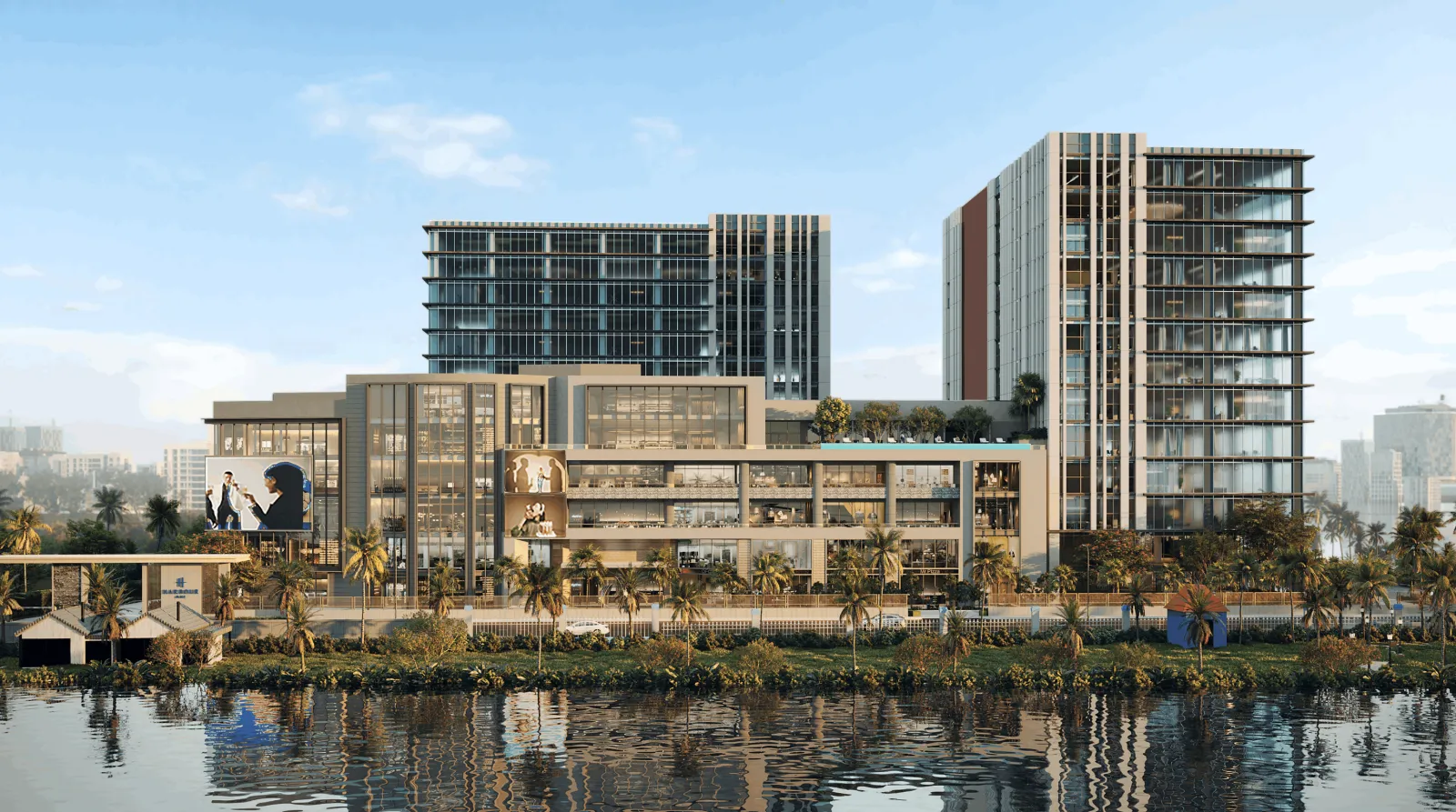 Harbour One by PS Group, Sector V: towers seen from across the lake, artist's impression