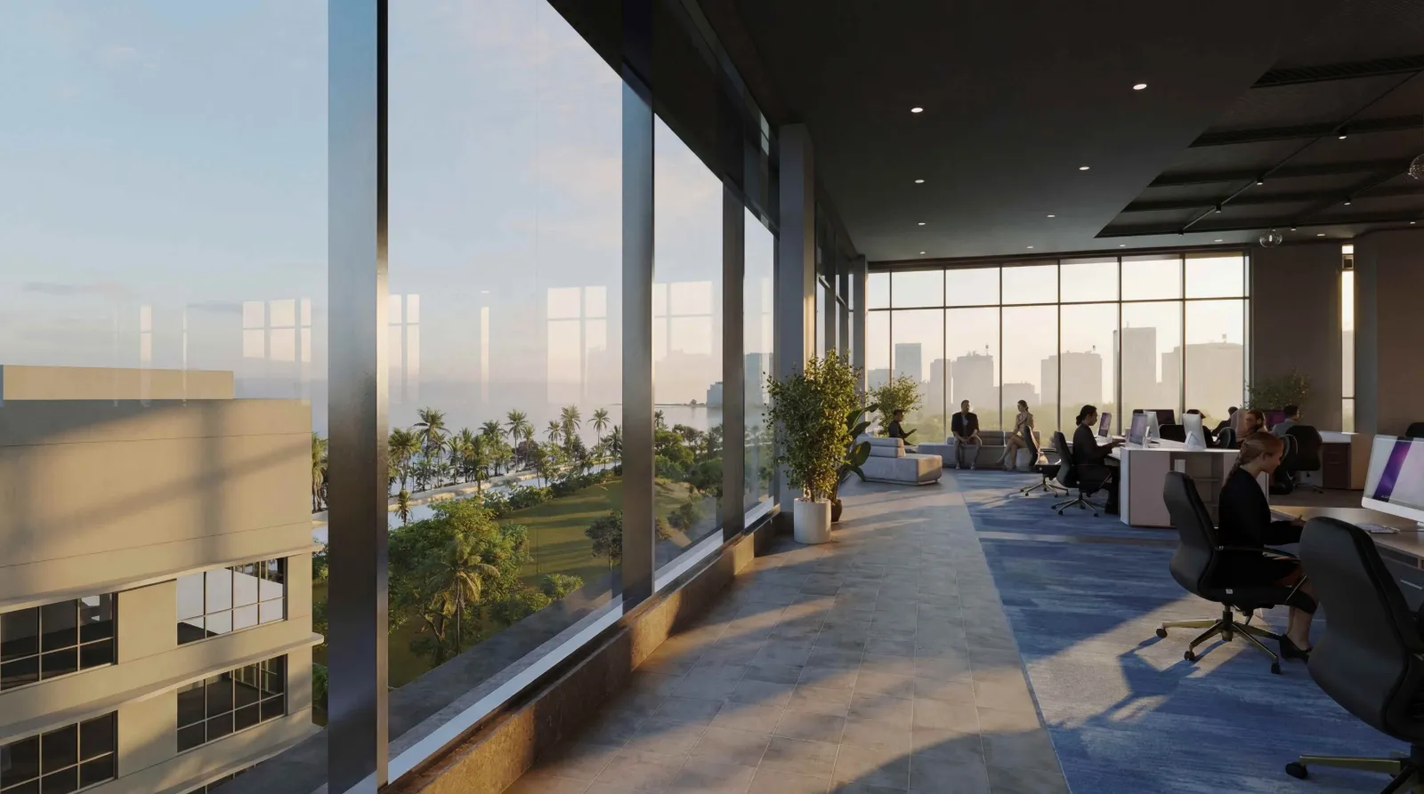Harbour One by PS Group, Sector V: office floor with full-height glazing, artist's impression