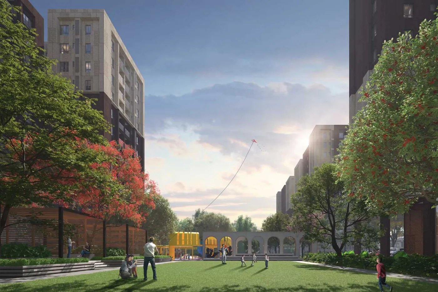 Jade Grove by PS Group, Tangra: central lawn, artist's impression