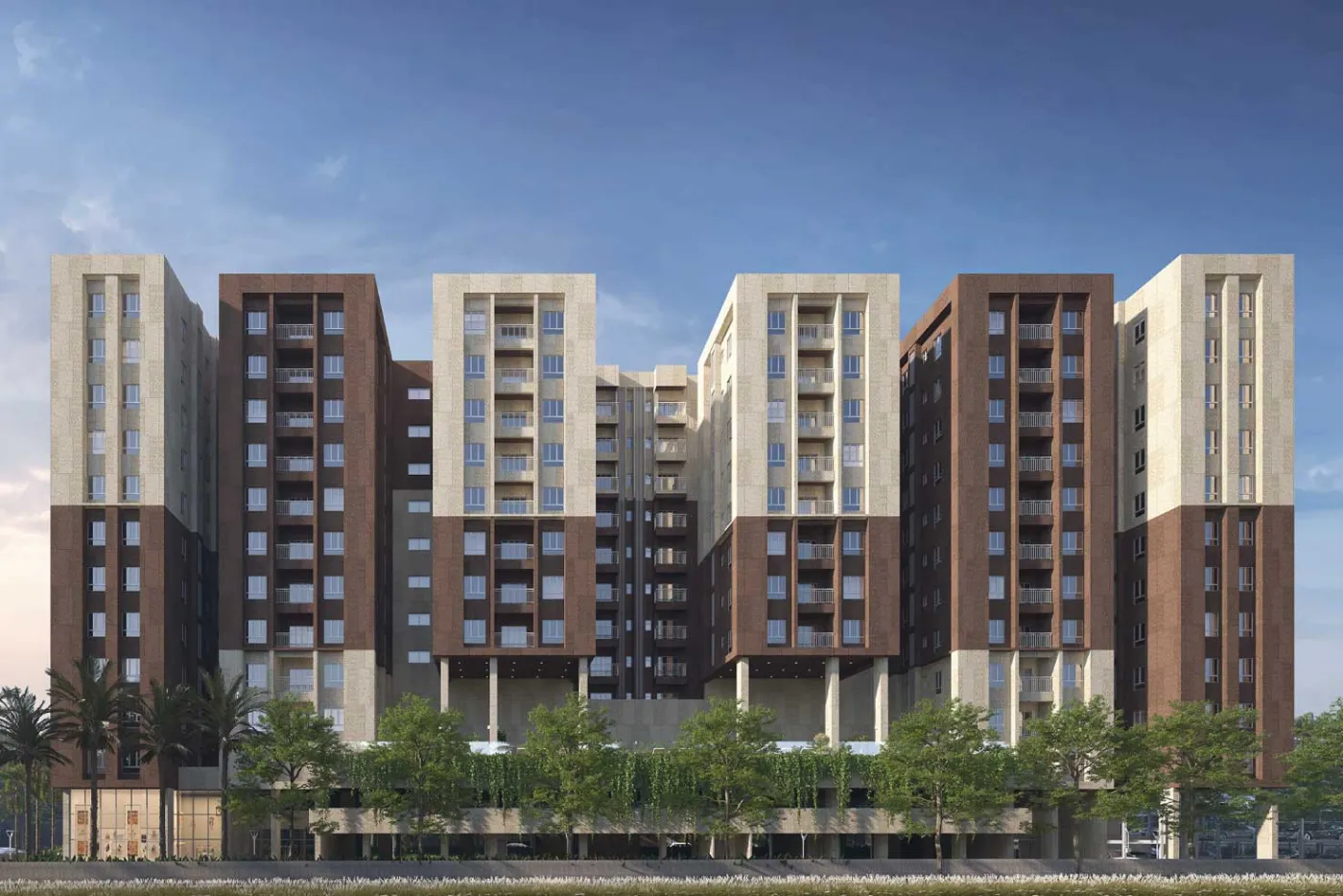 Jade Grove by PS Group, Tangra: front view of the towers, artist's impression