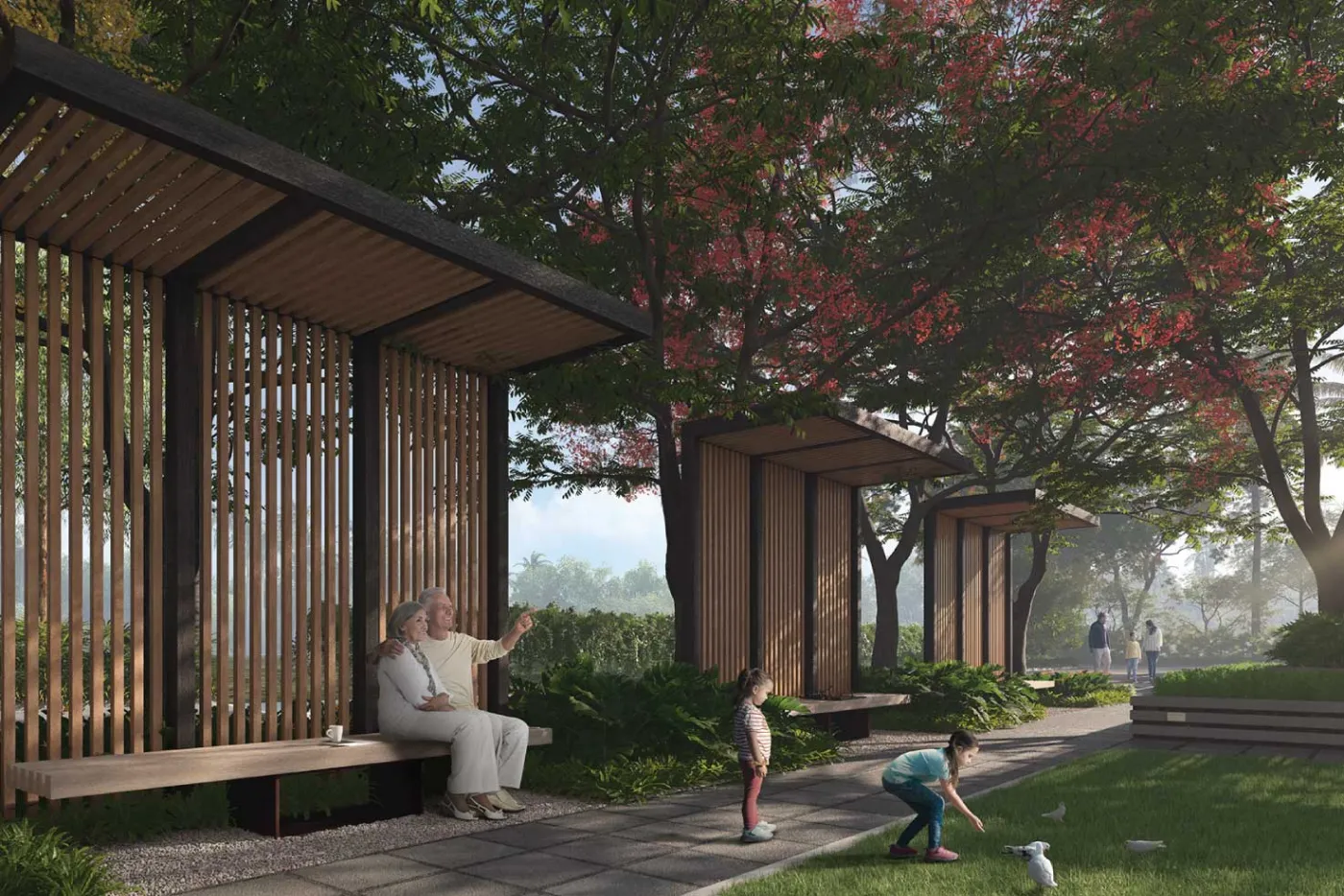 Jade Grove by PS Group, Tangra: senior citizen seating area, artist's impression