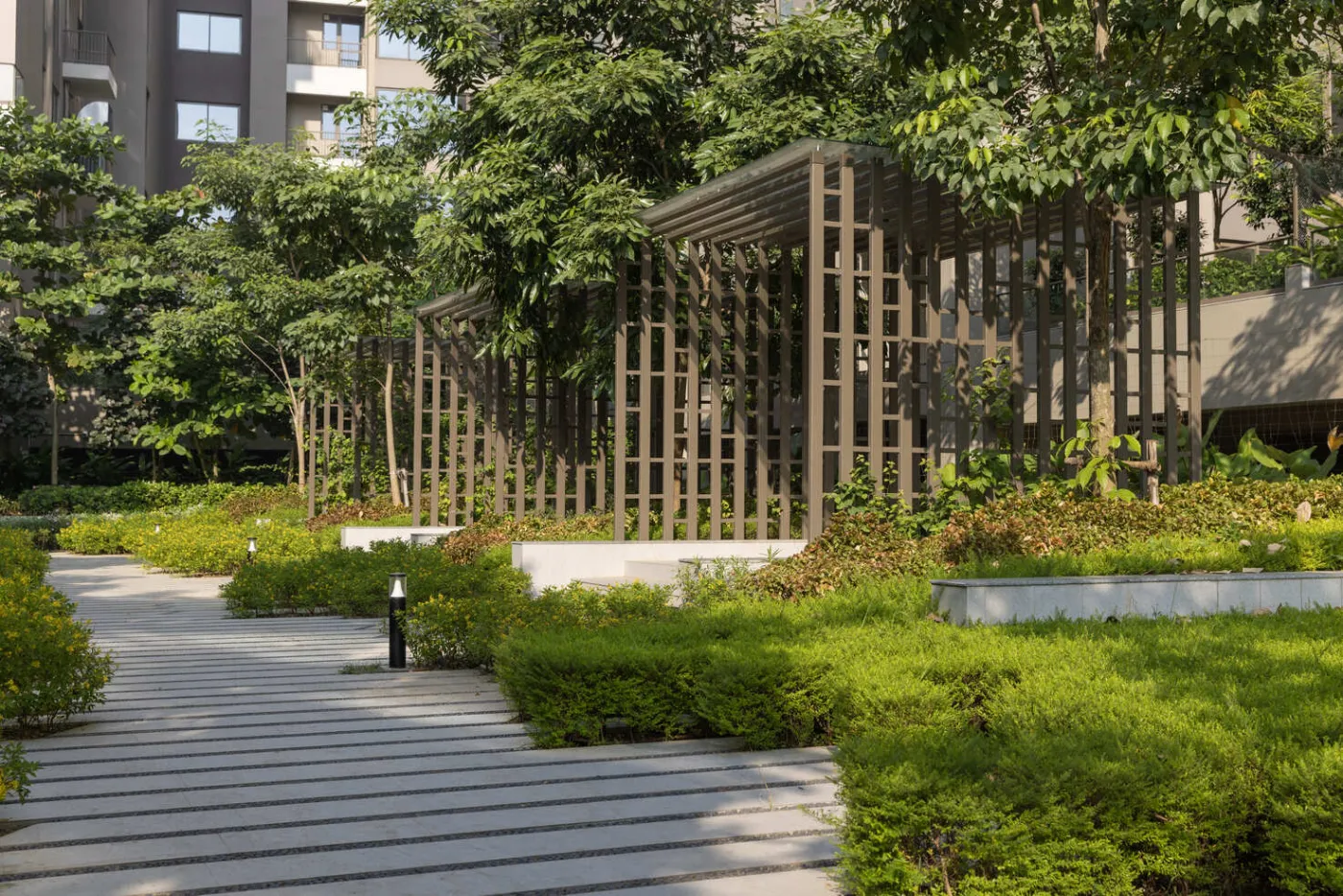 Relaxation cabana in the gardens at Navyom, New Alipore