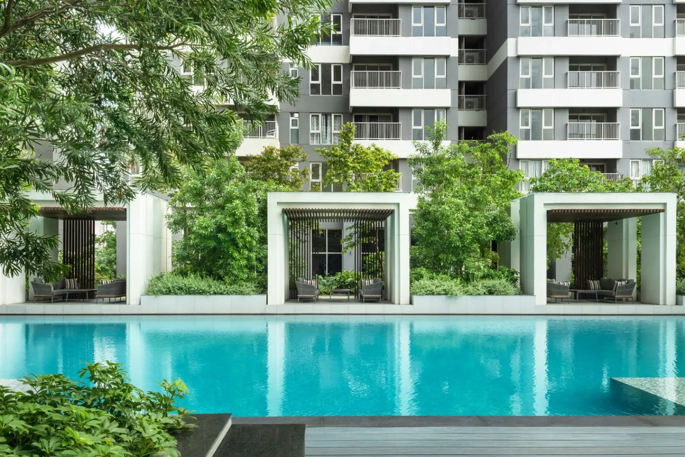 Poolside cabanas at One10, New Town