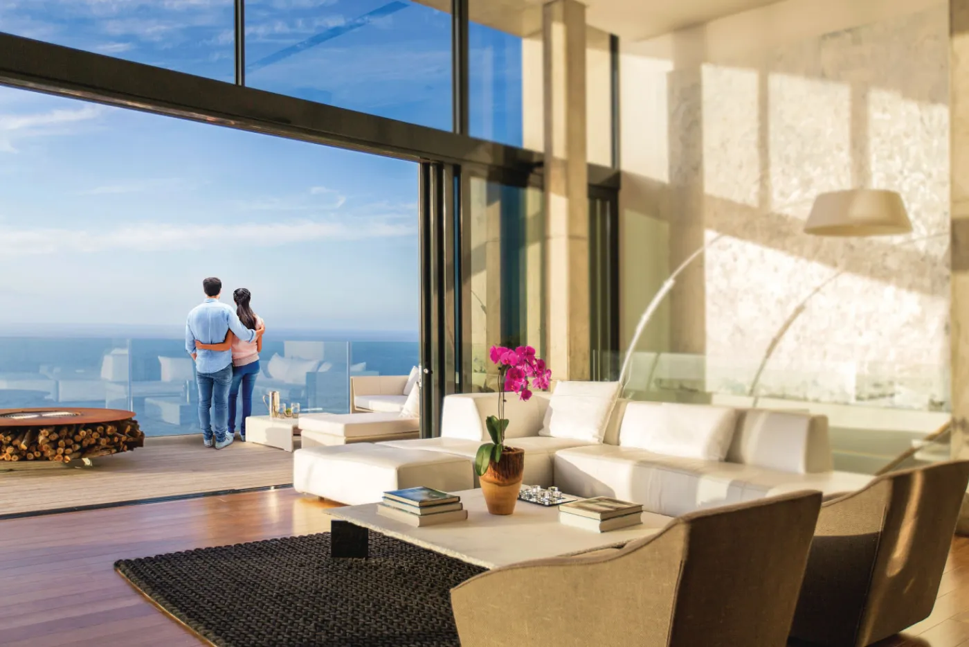 Quintessa by PS Group, Kankurgachi: living room opening onto a balcony with a city view, artist's impression