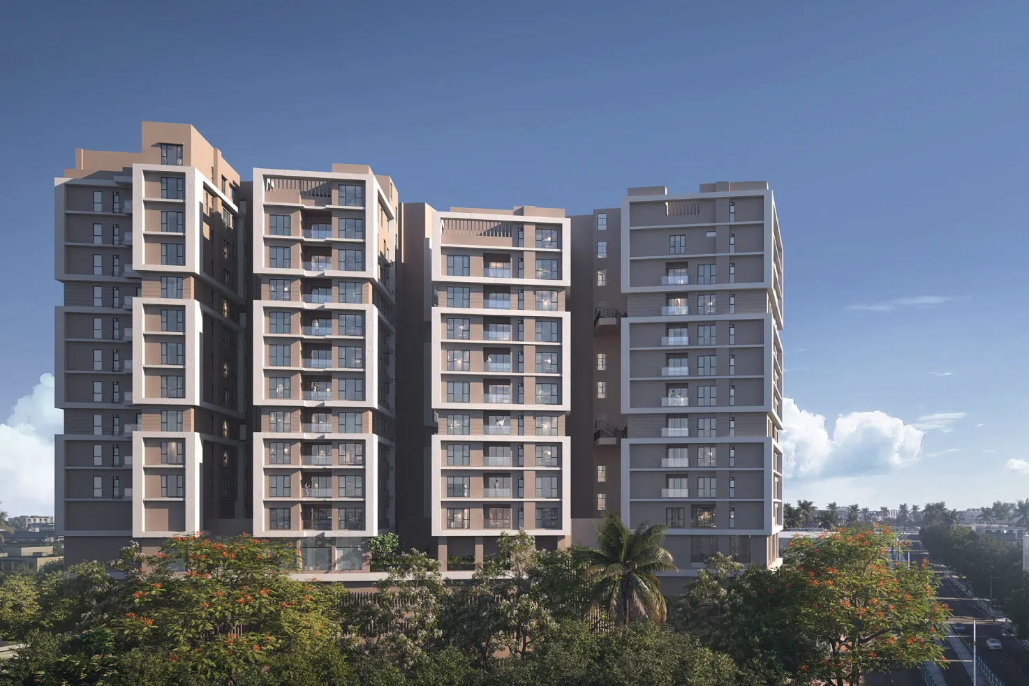 Quintessa by PS Group, Kankurgachi: tower elevation by day, artist's impression