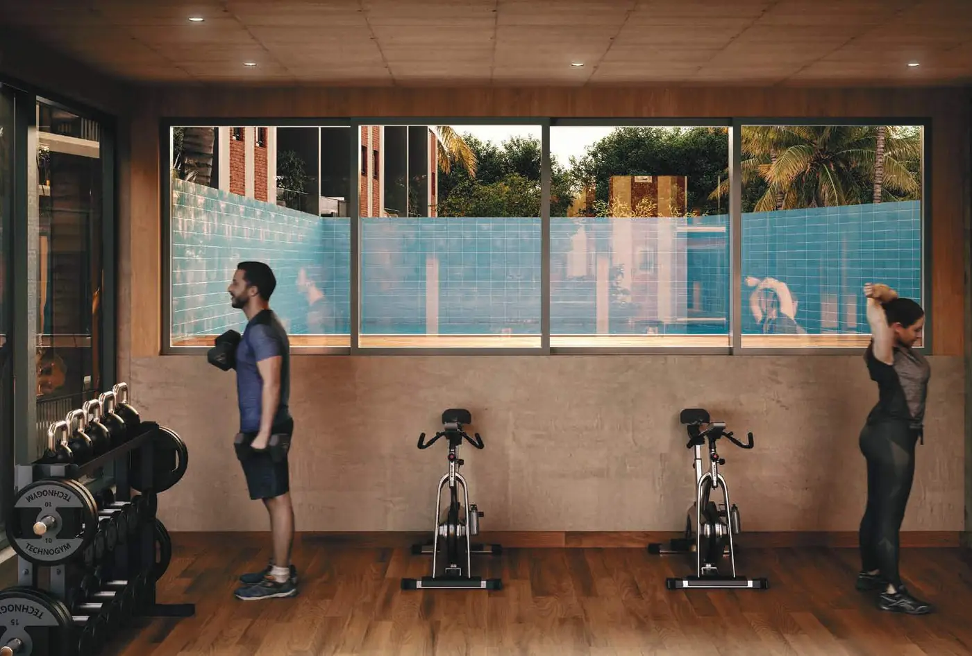 Gymnasium in the Sugam Villa 18 clubhouse, artist impression