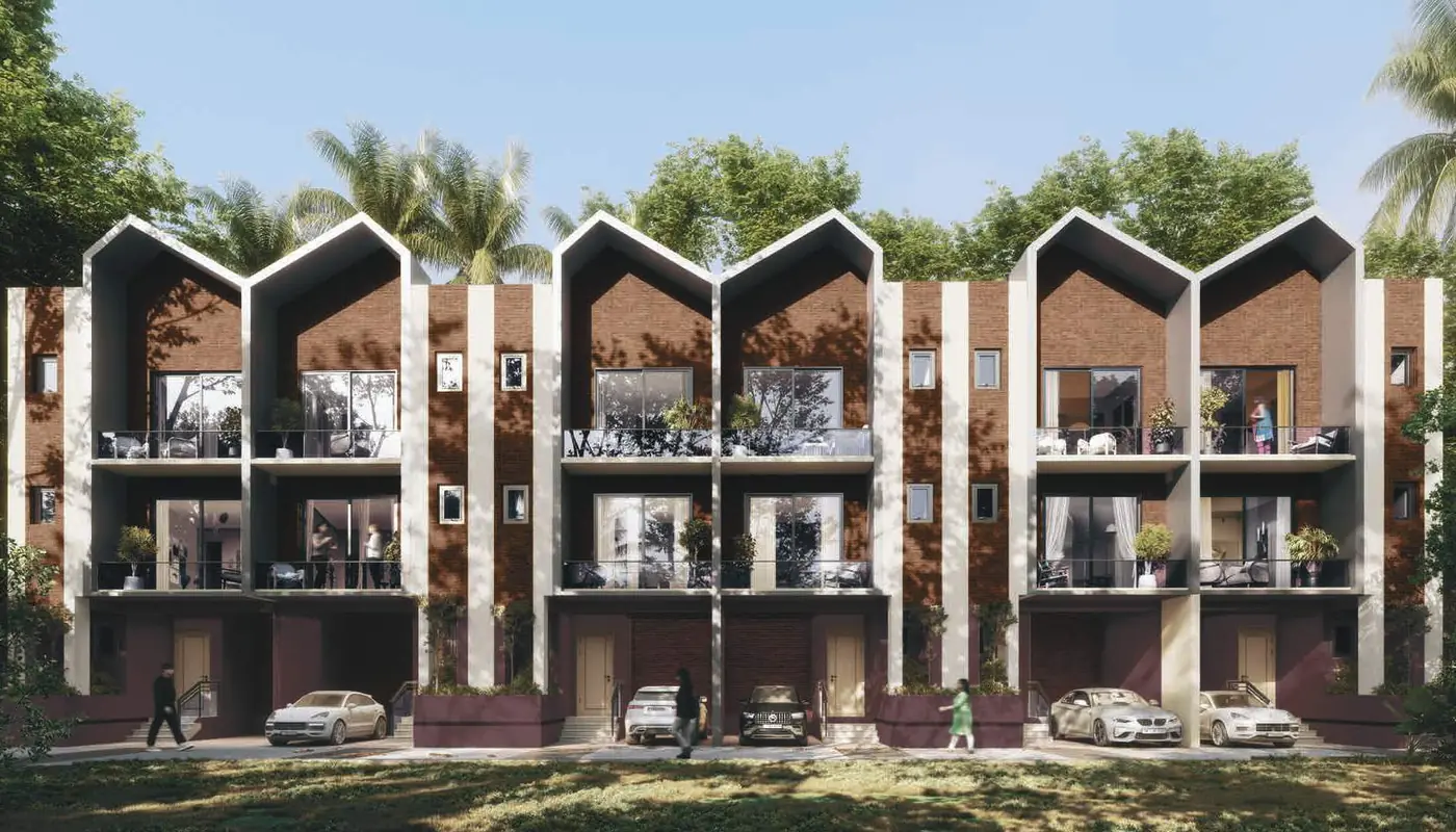 Sugam Villa 18 row villas with gabled roofs and private parking, Narendrapur, artist impression