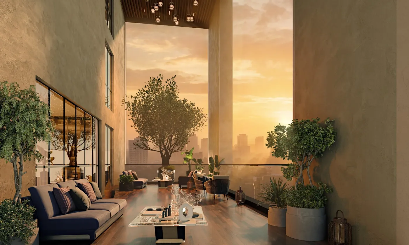 Balcony lounge view at The Balmoral, artist impression