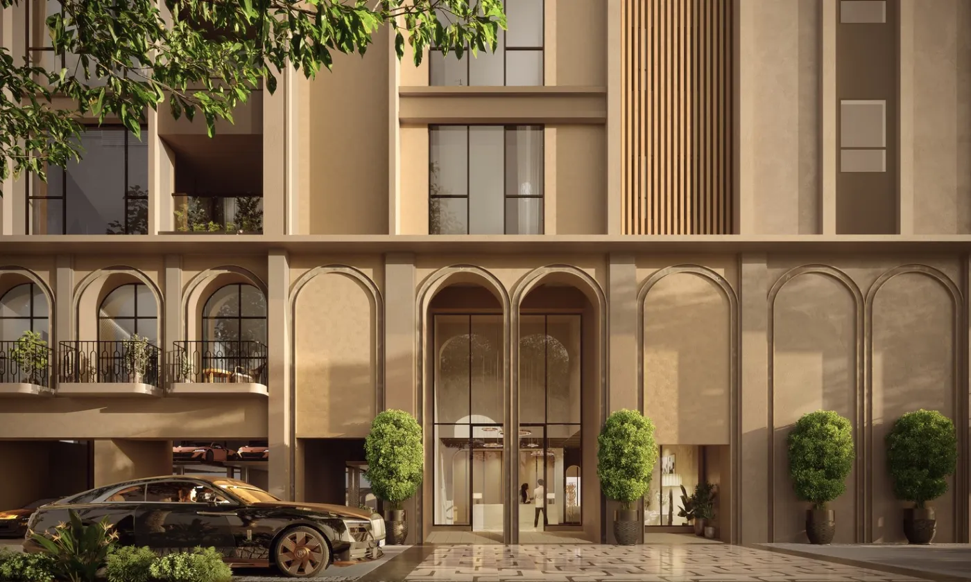 Art Deco drop-off and entrance at The Balmoral, Pretoria Street