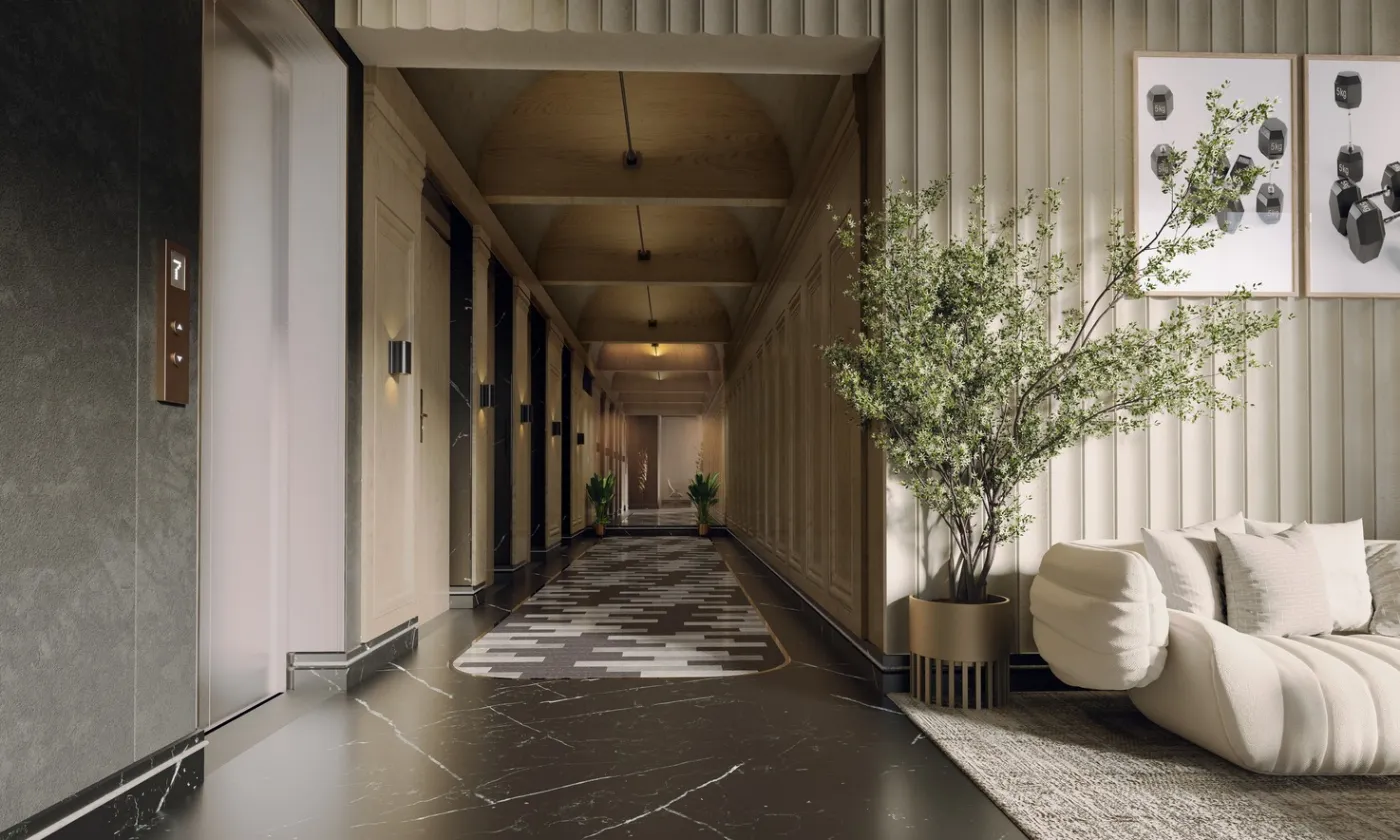 Reception corridor with Art Deco detailing at The Balmoral