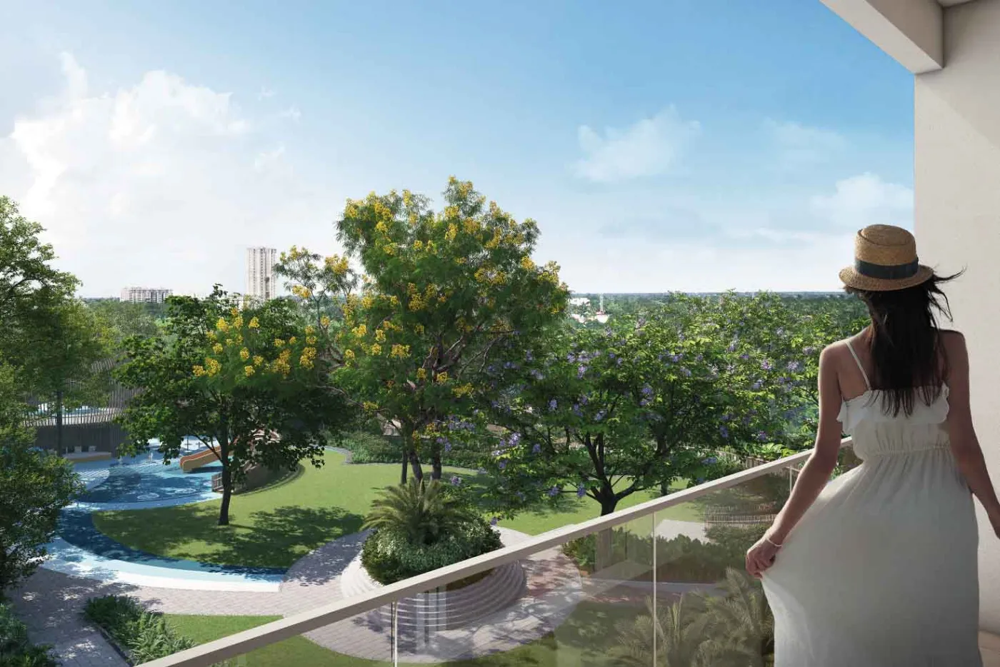 Vaanya by PS Group, New Town: balcony view over the greens, artist's impression