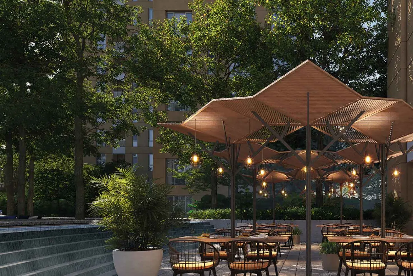 Vaanya by PS Group, New Town: outdoor dining deck, artist's impression